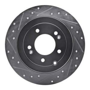 Hyundai TUCSON Brake Rotor (1) - Rear Left - R1 Concepts - Drilled & Slotted - Silver - `16-`22